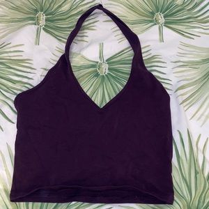 Express cropped purple halter top